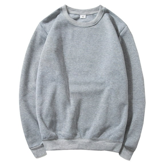 bbymog Mens Sweatshirt Plus Size Solid Color Casual Pullover Top Long Sleeve Breathable Comfy Crewneck Sweatshirts for Outdoor Sports Gray A XL