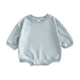 thumbnail image 1 of bbymog Newborn Baby Boy Sweatshirt Romper Girls Crewneck Long Sleeve Onsie Rompers Cotton Baby Clothes Light blue B 12 Months, 1 of 7