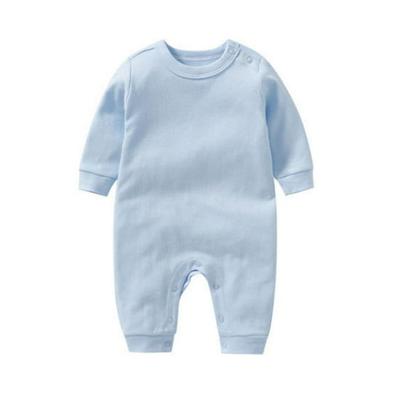 bbymog Newborn Outfits Baby Boy Long Sleeve Baby Romper Crewneck Cotton Baby Bodysuit Jumpsuit Fall Baby Girl Romper Size 3-18 Months Blue C 12 Months