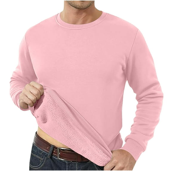 bbymog Oversized Sweatshirt Men's Clothing Solid Color Long Sleeve Pullover Tops Comfy Casual Outdoor Crewneck Sweatshirt Pink A XXXXXL
