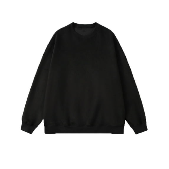 bbymog Oversized Sweatshirt for Men Casual Crewneck Sweatshirts Solid Color Long Sleeve Pullover Top Soft Comfy Cotton Clothing Black A M