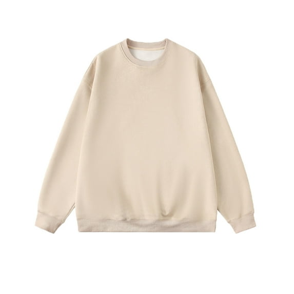 bbymog Oversized Sweatshirt for Men Casual Crewneck Sweatshirts Solid Color Long Sleeve Pullover Top Soft Comfy Cotton Clothing Khaki A XXXXXL
