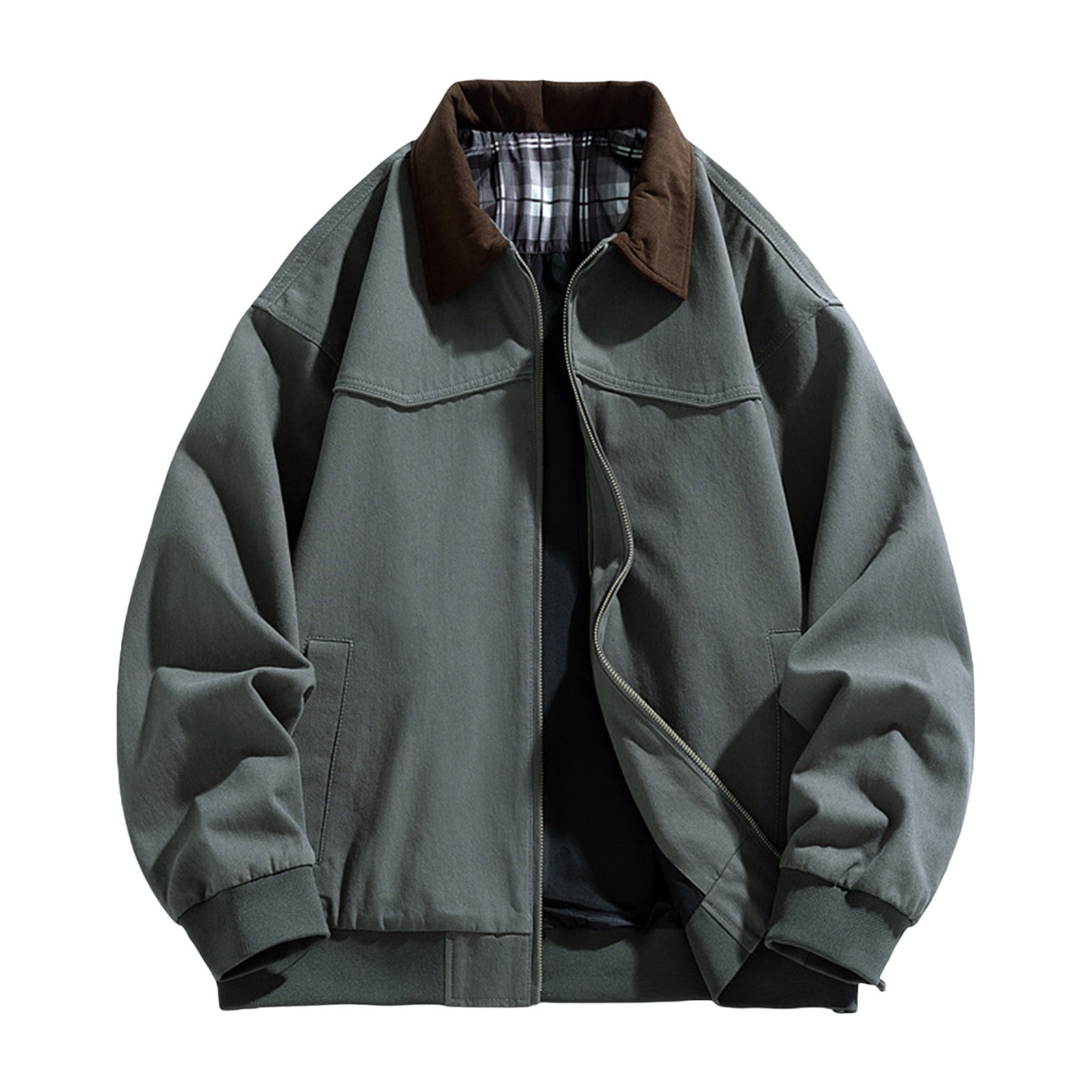 Men's Plus Size Button Up Long Sleeve Jacket