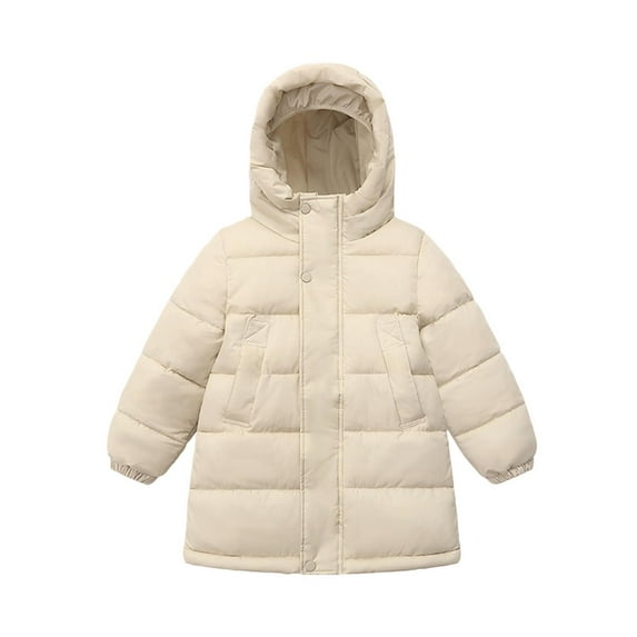 bbymog Puffer Jackets for Girls Warm Zip Up Boys Jacket with Pocket Winter Clothes for Kids Beige B 3 Years
