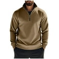 thumbnail image 1 of bbymog Quarter Zip Pullover Men Long Sleeve Casual Comfy Sweatshirts Outdoor Sports Stand Collar Oversized Sweatshirt with Pocket Khaki XXL, 1 of 7