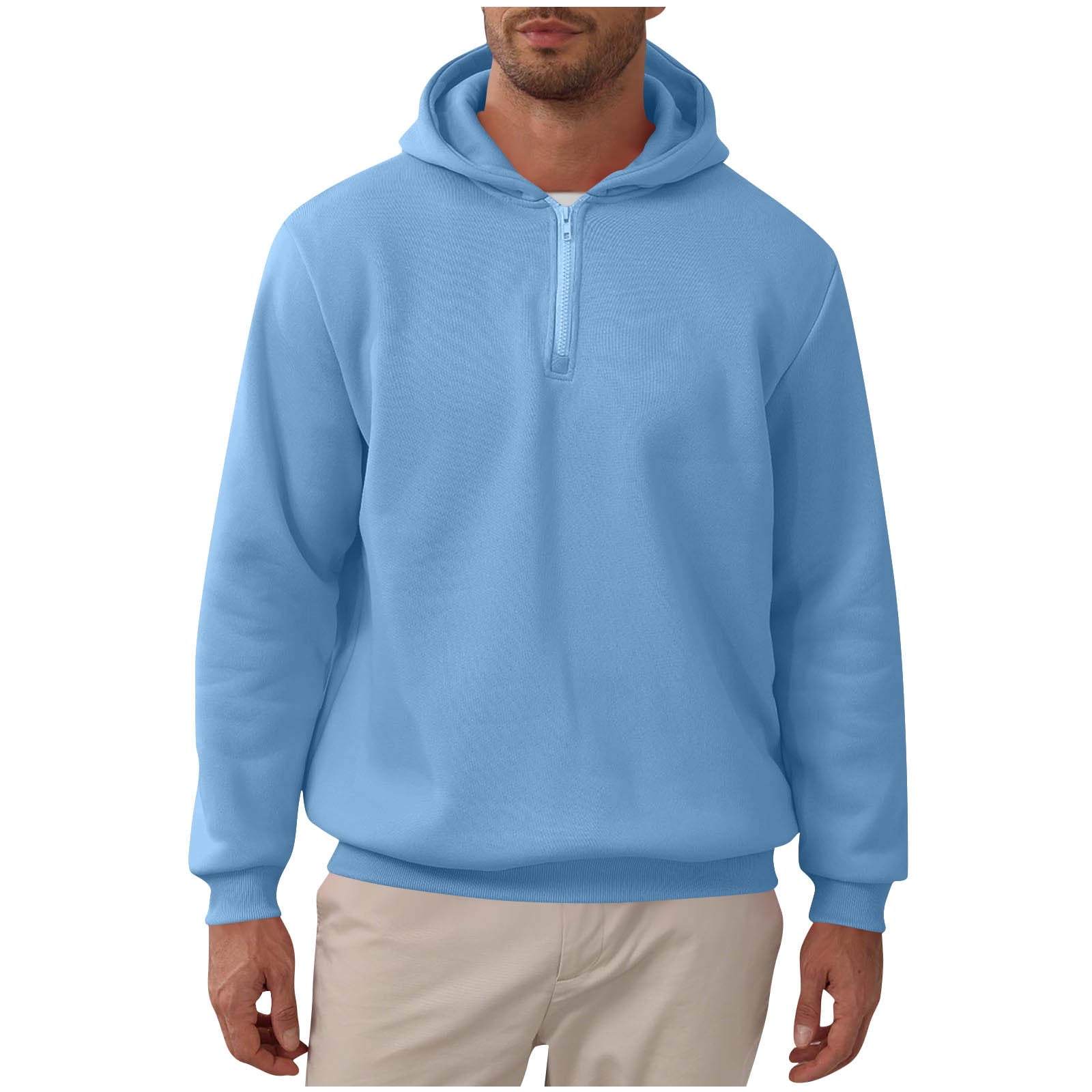 bbymog Quarter Zip Pullover Top Men 2025 Fall Winter Solid Color