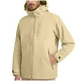 thumbnail image 1 of bbymog Rain Jacket Men Solid Color Windproof Outerwear Long Sleeve Zip Up Hooded Raincoat Outdoor Hiking Fishing Oversized Windbreaker Beige L, 1 of 8