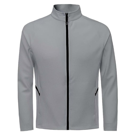 bbymog Sport Coats for Men Long Sleeve Slim Fit Winter Jacket with Zipper Solid Color Stand Collar Oversized Casual Outerwear Gray XXL