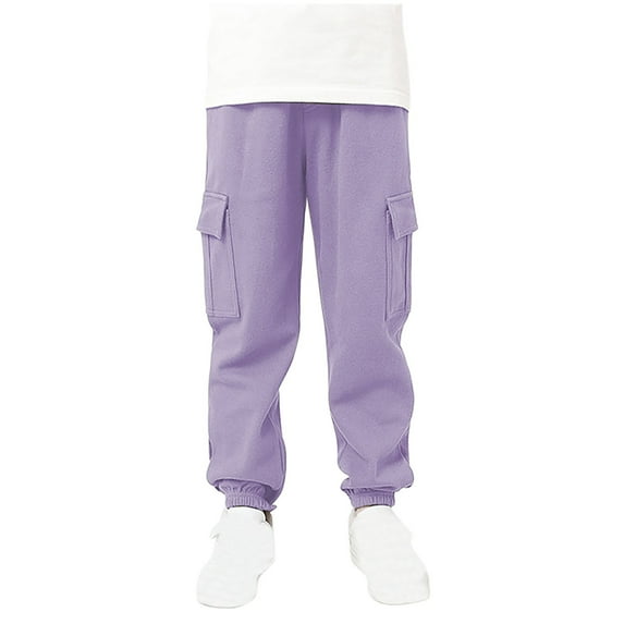 bbymog Spring Children Pants Men Work Pants Children Pocket Guard Pants Casual Outwear Pants Purple 11 Years