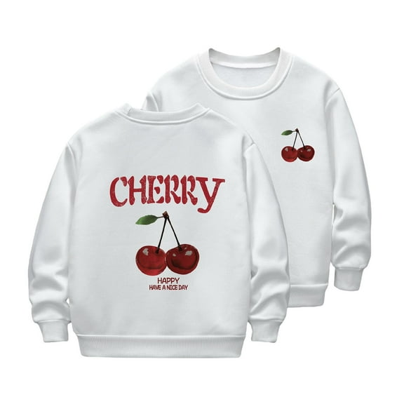 bbymog Sweatshirts for Girls Graphic Printed Round Neck Pullover Tops Sweatshirt Long Sleeve Fleece Girls Sweatshirt Toddler Girl Clothes White C 2 Years