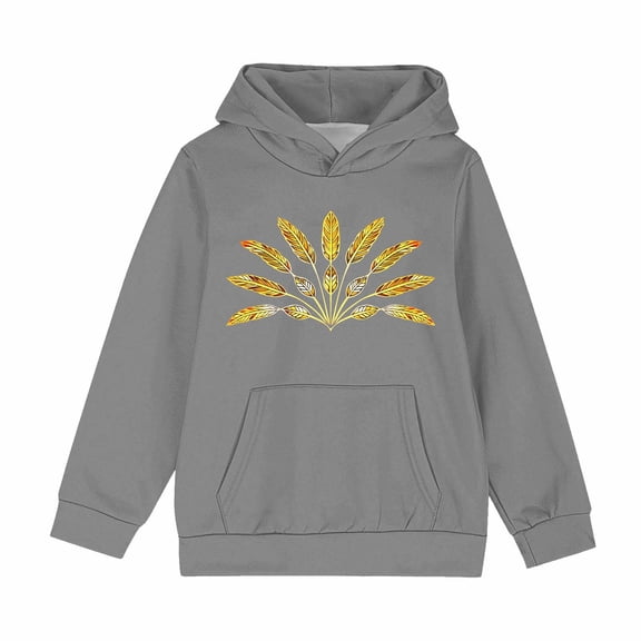 bbymog Sweatshirts for Teen Girls Long Sleeve Pullover Hoodies with Pocket Graphic Casual Boys Hoodie Fall and Winter Girls Clothes Gray E 13 Years