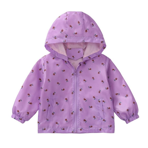 bbymog Toddler Jackets for Girls with Hood Outdoor Waterproof Rain Jacket Fall Lightweight Raincoat for Girls Purple 3 Years