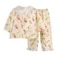 thumbnail image 1 of bbymog Two-Piece Pajama Set for Girls, Soft Cotton Lace Shirts Pants Pajamas for Kids, Family Nightgown Fall Pajamas for Girls 2-11 Multicolor F 9-10 Years, 1 of 3