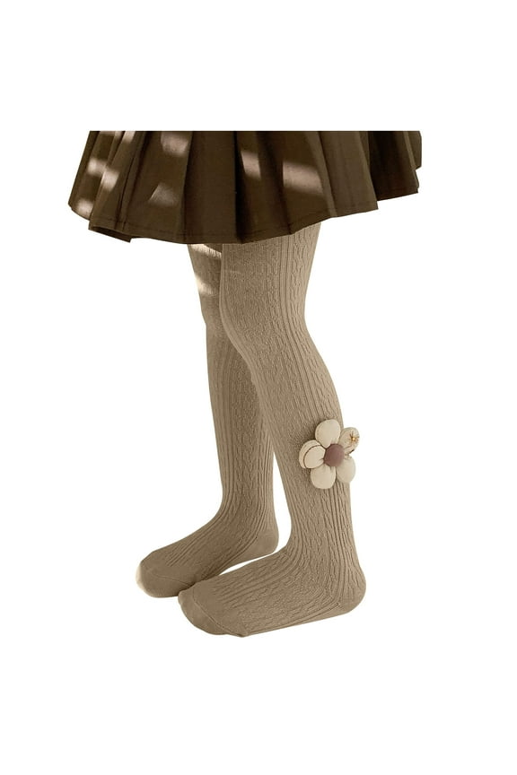 Warm Leggings for Girls Fashion Flower Thick Knits Stockings Winter Footed Pantyhose Socks Coffee M