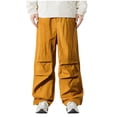 thumbnail image 1 of bbymog Wide Leg Pants Men Solid Color Lightweight Outdoor Cargo Pant Casual Plus Size Elastic Waist Sweatpants with Drawstring Pockets Gold L, 1 of 7