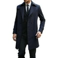 thumbnail image 1 of bbymog Windbreaker Jackets for Men Fashion Long Sleeve Slim Fit Long Jacket Solid Color Trench Coats Double Breasted Pea Coat Wih Pockets Black A M, 1 of 8