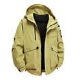 thumbnail image 1 of bbymog Windbreaker Jackets for Men Solid Color Waterproof Oversized Jacket Fashion Long Sleeve Hooded Raincoat with Pockets Yellow A L, 1 of 7