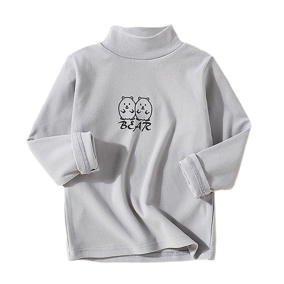 bbymog Winter Boys Shirts Size 10-12 Fleece Warm Mock Neck Base Tops for Girls Gray B 5 Years