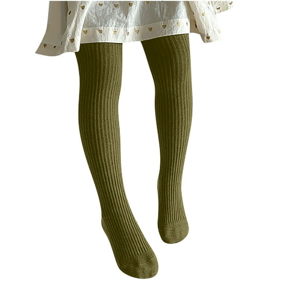 bbymog Winter Footed Knits Stockings for Girls Warm Tights Socks and Leggings Army Green XL
