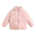 thumbnail image 1 of bbymog Winter Girl Puffer Jacket with Pocket Boys' Fashion Solid Color Lightweight Zipper Up Jackets Girls Clothes Size 10 12 Pink 120, 1 of 5