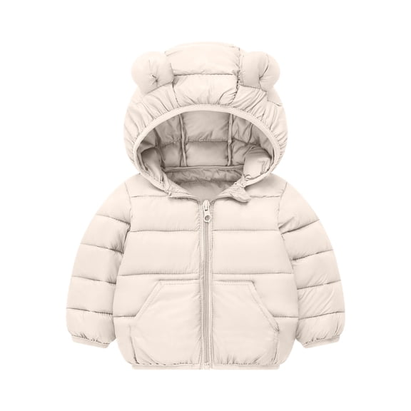 bbymog Winter Jackets for Girls Warm Fleece Bear Ears Puffer Jacket with Hood Boys' Fashion Cute Baby Boy Clothes White 12 Months