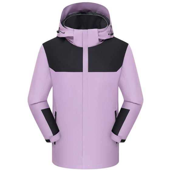 bbymog Winter Jackets for Men Solid Color Stand Collar Sports Casual Outerwear Long Sleeve Zip Up Oversized Hooded Coat Purple A L