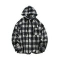 thumbnail image 1 of bbymog Winter Jackets for Men Fashion Plaid Lapel Button Casual Outerwear with Pocket Long Sleeve Plus Size Outdoor Workout Coat Black B XXL, 1 of 4