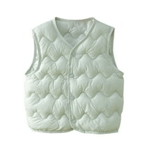 bbymog Winter Puffer Vest for Girls and Boys Sold Color Lightweight Button Down Jacket Coat Fall Outerwear Jackets Mint Green 4 Years