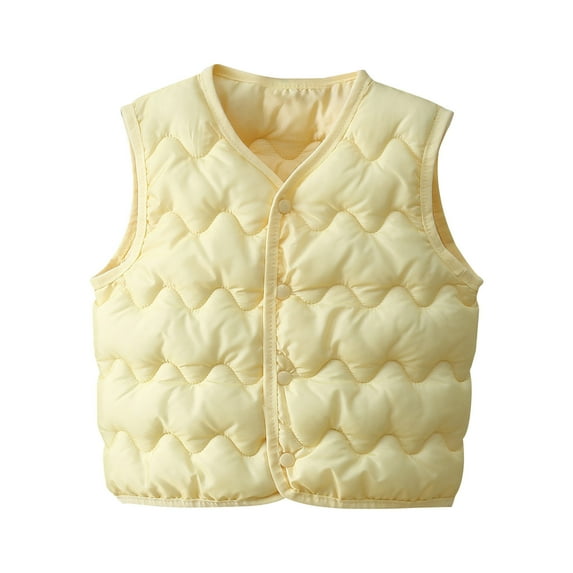 bbymog Winter Puffer Vest for Girls and Boys Sold Color Lightweight Button Down Jacket Coat Fall Outerwear Jackets Multicolor 1 Year