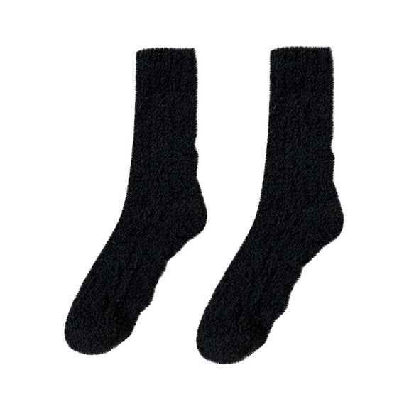 bbymog Winter Socks for Men Fleece Warm Soft Fluffy Socks for Women Mens House Sleep Mid Cut Sock Black B Free Size