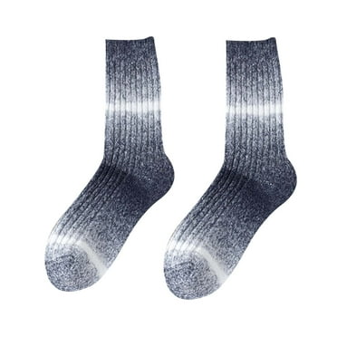 bbymog Winter Socks for Women and Men Fashion Gradient Fleece Thick Warm Socks for Men Womens Sleep Cozy Socks Blue B Free Size