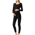 thumbnail image 1 of bbymog Winter Thermal Underwear Set 2 Piece Solid Color Wram Nursing Tops and Pants Outfits Pregnancy Clothes Black XL, 1 of 7