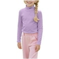 thumbnail image 1 of bbymog Winter Warm Girls Tops Solid Color Mock Neck Girls Shirts Casual Long Sleeve Girls White Shirt Purple 120, 1 of 7