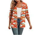 thumbnail image 1 of bbymog Women Cardigan Fashion Vintage Printed Light Weight Cardigan Women 3/4 Sleeve Open Front Cardigan Sweaters Casual Fall Cardigan for Women Orange L, 1 of 4