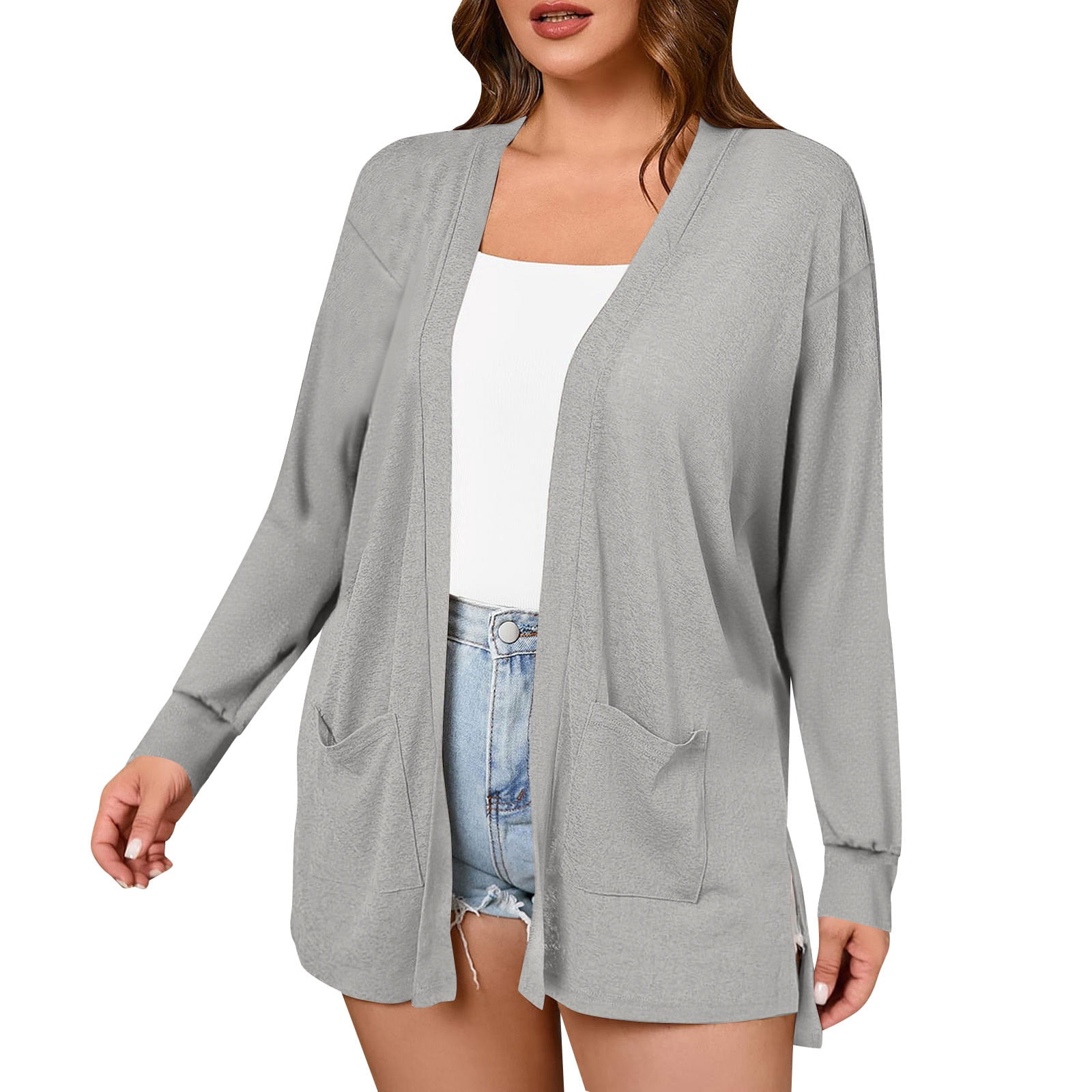 Printed Long Sleeve Cardigan with Pocket