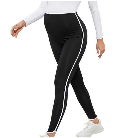bbymog Women's Maternity Yoga Pants Activewear Cotton Slim Fit Stretch Pregnancy Leggings for Yoga Gym Maternity Clothes Black XL