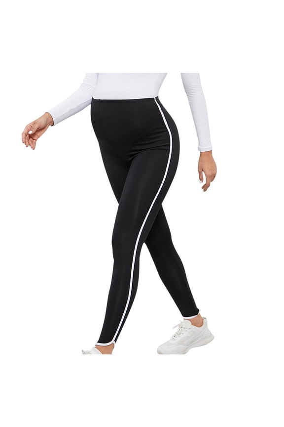 Women's Maternity Yoga Pants Activewear Cotton Slim Fit Stretch Pregnancy Leggings for Yoga Gym Maternity Clothes Black XL