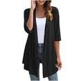 thumbnail image 1 of bbymog Womens Lightweight Cardigan 3/4 Sleeve Open Front Ruffles Cardigans Fall Casual Loose Cardigans for Women Trendy Black S, 1 of 8