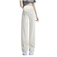 thumbnail image 1 of bbymog Womens Maternity Jeans Solid Color High Waisted Straight Wide Leg Pants Pregnancy Clothes White H M, 1 of 5