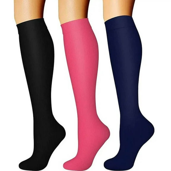 bbymog Womens Socks Size 9-11 Solid Color Athletic Running Socks 3 Pairs Cotton Knee High Sock Purple D L/XL