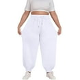 thumbnail image 1 of bbymog Womens Sweatpants Plus Size Solid Color Casual Pants Elastic Waist Drawstring Comfy Trousers with Pockets Joggers for Women White XXXXL, 1 of 5