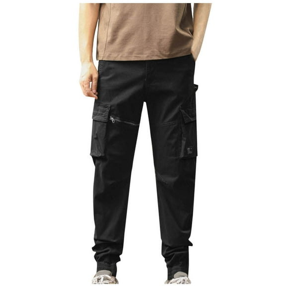 bbymog Workout Pants for Men Breathable Casual Sweatpants with Pockets Solid Color Cotton Workout Pant for Athletic Jogging Fitness Black B M