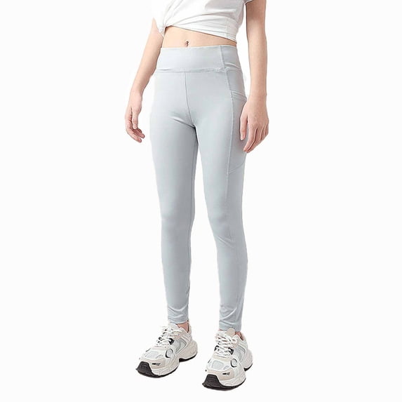 bbymog Yoga Leggings for Girls Solid Color Elastic Waist Black Leggings Girls Quick-Dry Casual Slim Fit Stretch Pants for Girls Gray B 140