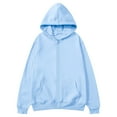 thumbnail image 1 of bbymog Zip Up Hoodie Men Plus Size Solid Color Pullover Tops Casual Fashion Long Sleeve Hooded Sweatshirts with Pocket Light Blue XL, 1 of 5
