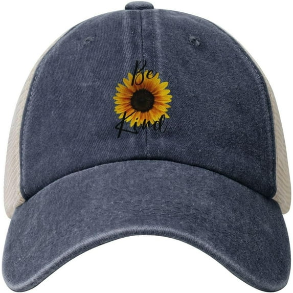 be Kind Sunflowers Cowboy Hat Men Vintage Mesh Baseball Cap Women Dad Hat Sun Hat Trucker Hat Black