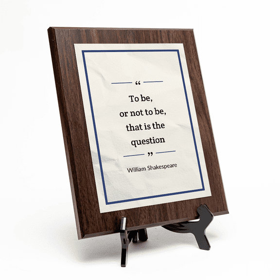 To be, or not to be, that is the question – William Shakespeare, Wooden Frame 5x7 Decorative Wall Plaque With Easel Acrylic Stand | Great Literature Decor