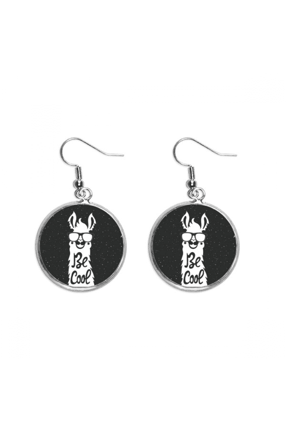 be cool alpaca black white quote ear dangle silver drop ear jewelry woman