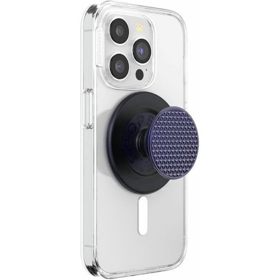 PopSockets Phone Grip for MagSafe, Magnetic Holder, Phone Stand, Navy Blue - Alum Triangle Knurled French Navy