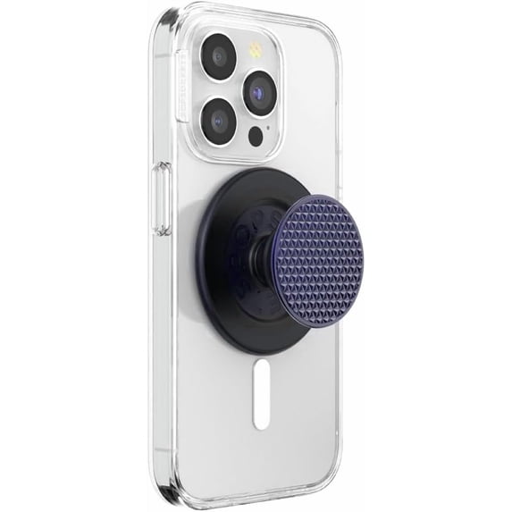 PopSockets Phone Grip for MagSafe, Magnetic Holder, Phone Stand, Navy Blue - Alum Triangle Knurled French Navy