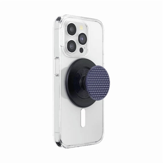 PopSockets Phone Grip for MagSafe, Magnetic Holder, Phone Stand, Navy Blue - Alum Triangle Knurled French Navy